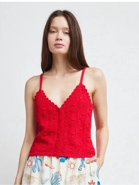 Alani Crochet Camisole Red